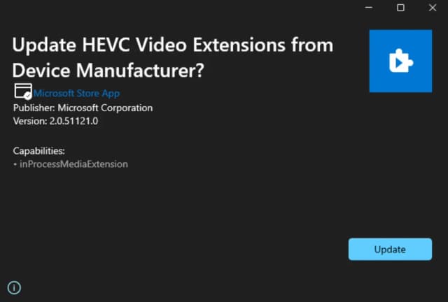 Extensiones de vídeo HEVC del fabricante screenshot 1