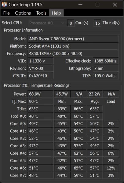 Core Temp screenshot 1