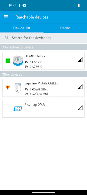 Endress+Hauser SmartBlue screenshot 1