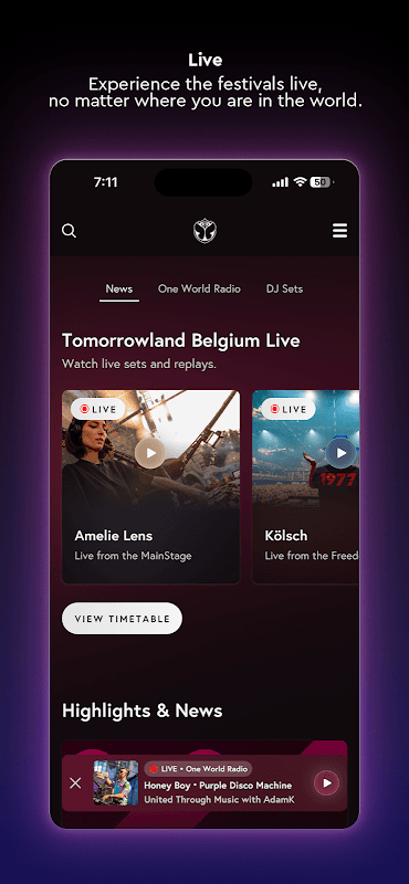 One World Radio - Tomorrowland screenshot 1