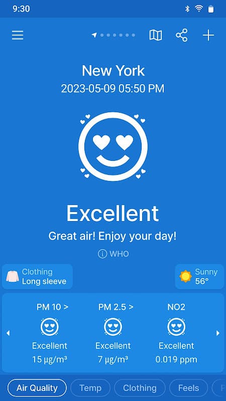 MiseMise - Air Quality, WHO screenshot 1