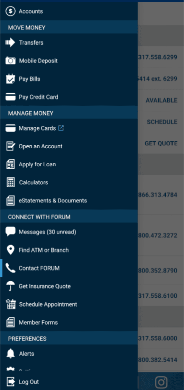 FORUM Credit Union CU Online screenshot 2