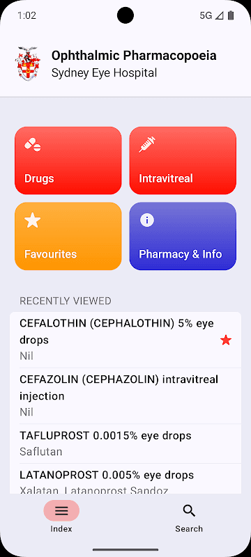 Sydney Eye Hosp. Pharmacopoeia screenshot 1