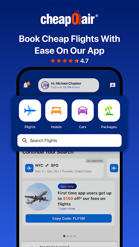 CheapOair: Cheap Flights, Cheap Hotels Booking App screenshot 1