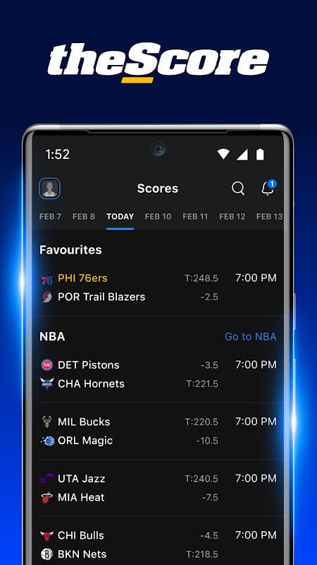 theScore: Sports & Scores screenshot 1